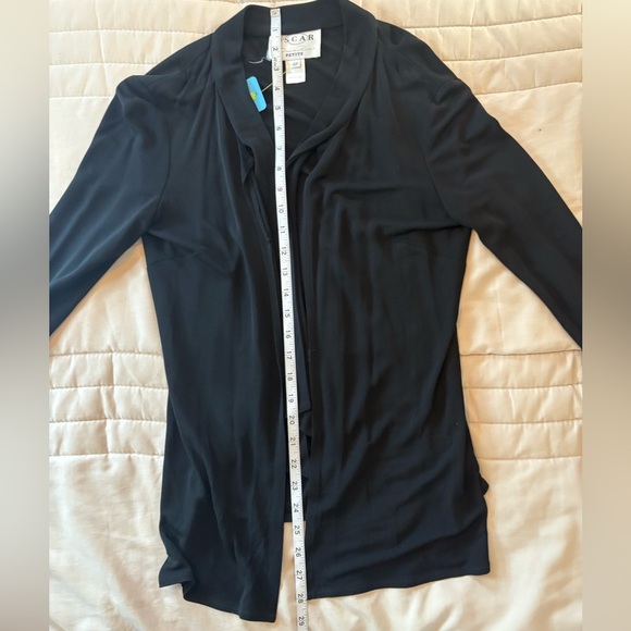 Oscar de la Renta Black tie front Petite Cardigan - Picture 9 of 10